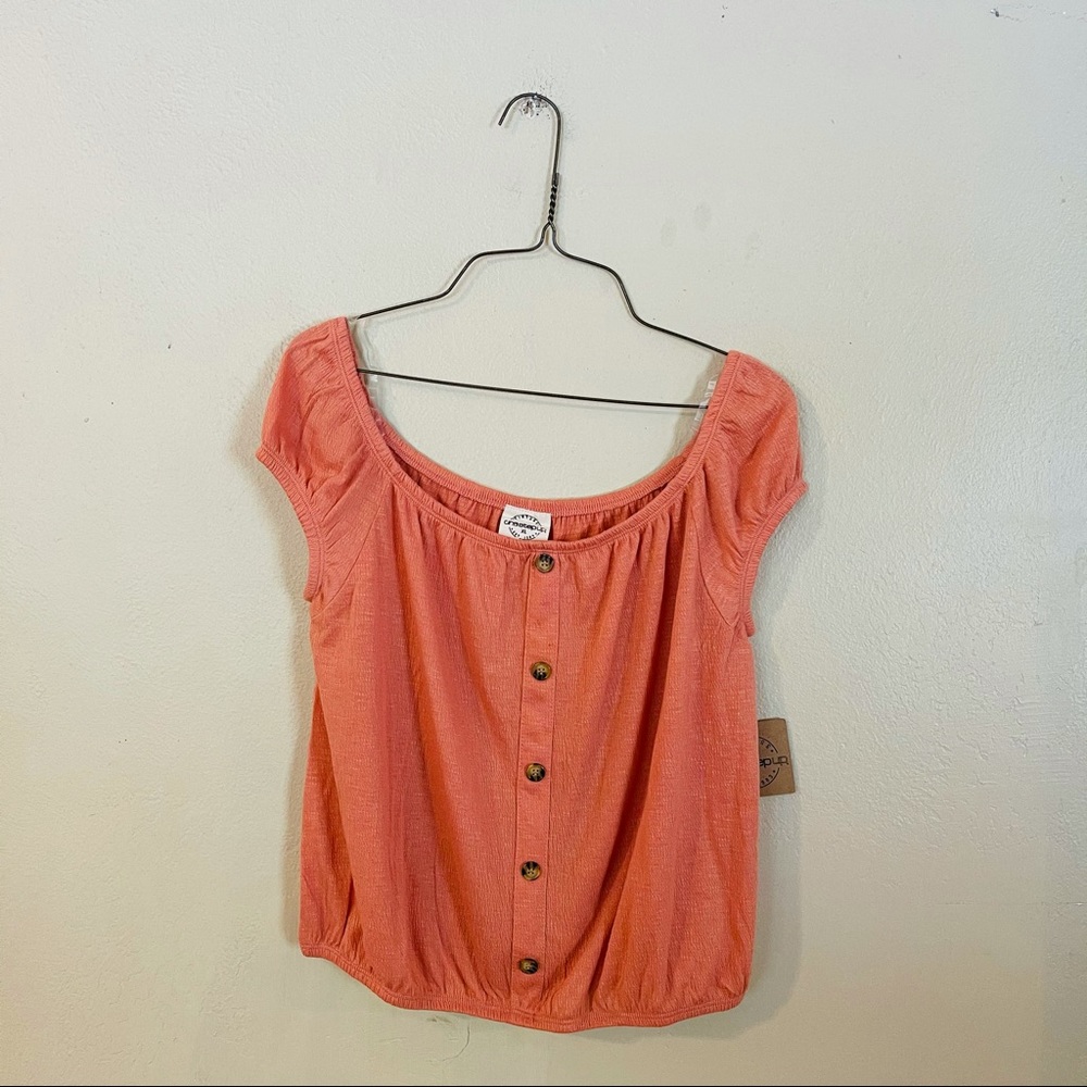 NWT Coral Button Front Knit Top